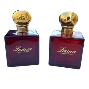 Lot of 2 Vintage Ralph Lauren 4 oz LAUREN Ruby Red Glass Cube Perfume EMPTY